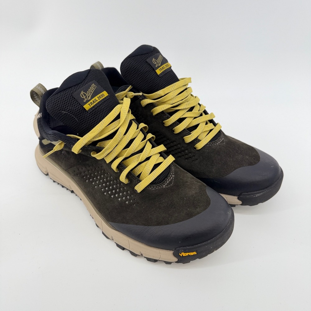 Danner Trail 2650 Hiking Shoes Mens 12 Black Olive Yellow GTX Goretex Vibram